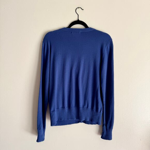 Cabi Blue with Gold Buttons V Neck Cadet Long Sleeve Cardigan Medium - Picture 6 of 7